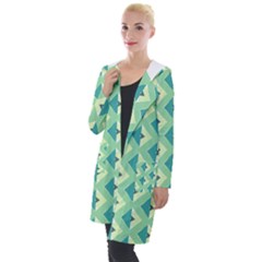 Background Chevron Green Hooded Pocket Cardigan