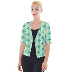 Background Chevron Green Cropped Button Cardigan by HermanTelo