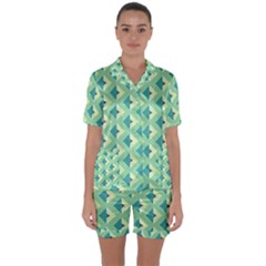 Background Chevron Green Satin Short Sleeve Pyjamas Set by HermanTelo