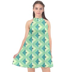 Background Chevron Green Halter Neckline Chiffon Dress  by HermanTelo