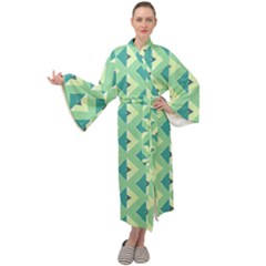 Background Chevron Green Maxi Velour Kimono