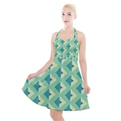 Background Chevron Green Halter Party Swing Dress 