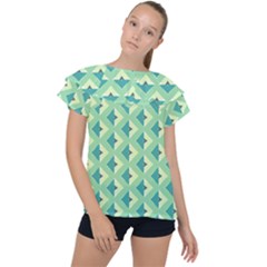 Background Chevron Green Ruffle Collar Chiffon Blouse