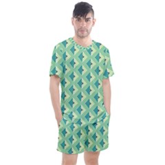 Background Chevron Green Men s Mesh Tee And Shorts Set