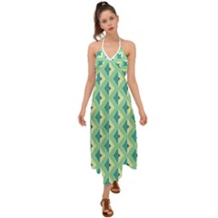 Background Chevron Green Halter Tie Back Dress  by HermanTelo