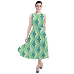 Background Chevron Green Round Neck Boho Dress by HermanTelo