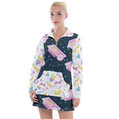 1 Arnold Dunkaroos Funfetti Print Dark Blue 1 Women s Long Sleeve Casual Dress by elizabethjonesstyling