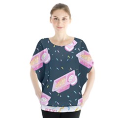 1 Arnold Dunkaroos Funfetti Print Dark Blue 1 Batwing Chiffon Blouse