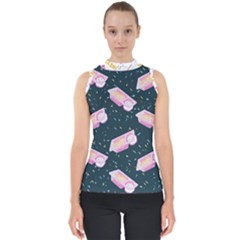 1 Arnold Dunkaroos Funfetti Print Dark Blue 1 Mock Neck Shell Top by elizabethjonesstyling