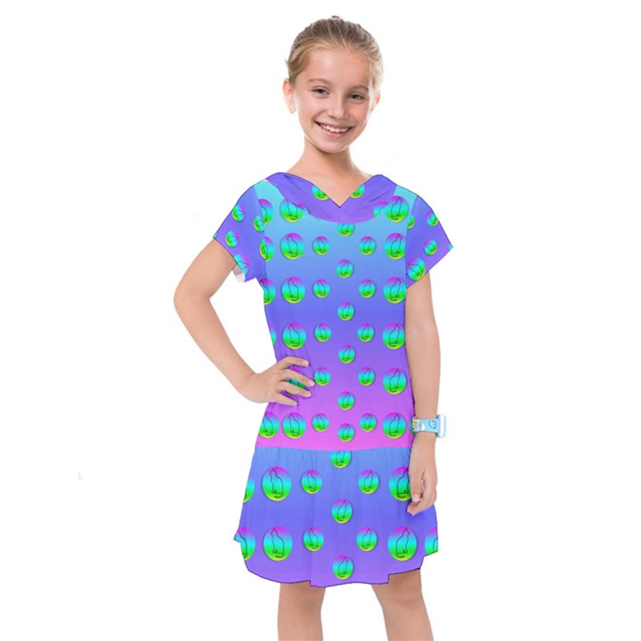 Rainbow Cats Kids  Drop Waist Dress