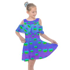 Rainbow Cats Kids  Shoulder Cutout Chiffon Dress by pepitasart