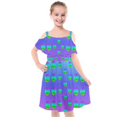 Rainbow Cats Kids  Cut Out Shoulders Chiffon Dress by pepitasart