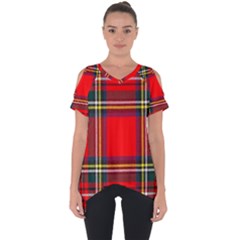 Stewart Royal Modern Heavy Weight Tartan Cut Out Side Drop Tee by impacteesstreetwearfour