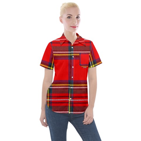 Stewart Royal Modern Heavy Weight Tartan Women s Short Sleeve Pocket Shirt by impacteesstreetwearfour