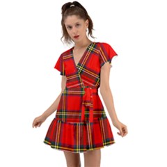 Stewart Royal Modern Heavy Weight Tartan Flutter Sleeve Wrap Dress by impacteesstreetwearfour