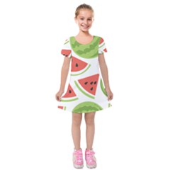 Watermelon Juice Auglis Clip Art Watermelon Kids  Short Sleeve Velvet Dress by Vaneshart