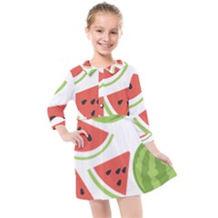 Watermelon Juice Auglis Clip Art Watermelon Kids  Quarter Sleeve Shirt Dress by Vaneshart