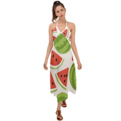 Watermelon Juice Auglis Clip Art Watermelon Halter Tie Back Dress  by Vaneshart