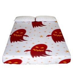 Ghost Halloween Drawing Flower Leaf Fitted Sheet (King Size)