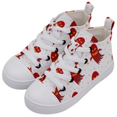 Ghost Halloween Drawing Flower Leaf Kids  Mid-top Canvas Sneakers by Vaneshart