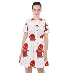 Ghost Halloween Drawing Flower Leaf Sailor Dress