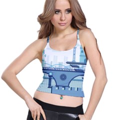 Blue City Building Fantasy Spaghetti Strap Bra Top by Vaneshart