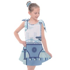 Blue City Building Fantasy Kids  Tie Up Tunic Dress by Vaneshart