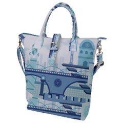 Blue City Building Fantasy Buckle Top Tote Bag by Vaneshart