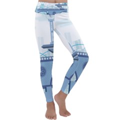 Blue City Building Fantasy Kids  Lightweight Velour Classic Yoga Leggings