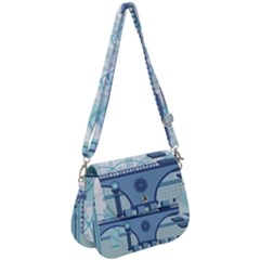 Blue City Building Fantasy Saddle Handbag by Vaneshart