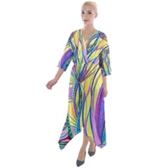 Happpy (4) Quarter Sleeve Wrap Front Maxi Dress by nicholakarma