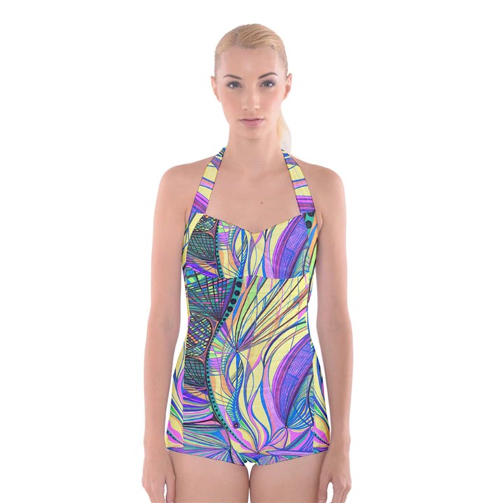 Happpy (4) Boyleg Halter Swimsuit 