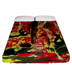 Red Country-1-2 Fitted Sheet (queen Size) by bestdesignintheworld