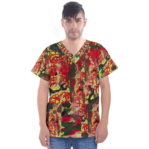 Red Country-1-2 Men s V-neck Scrub Top by bestdesignintheworld