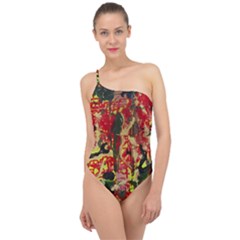 Red Country-1-2 Classic One Shoulder Swimsuit