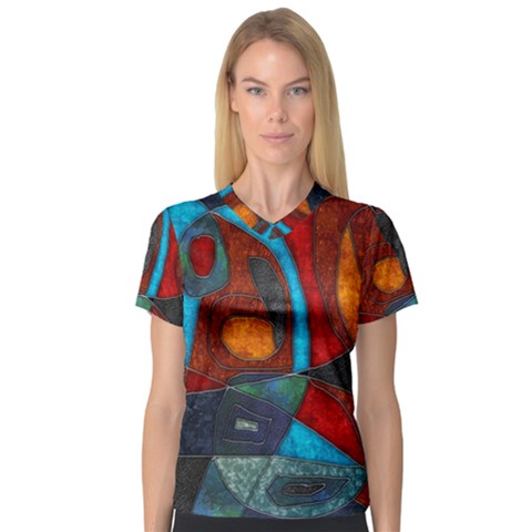 Abstract With Heart V-neck Sport Mesh Tee by bloomingvinedesign