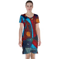 Abstract With Heart Short Sleeve Nightdress by bloomingvinedesign