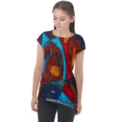 Abstract With Heart Cap Sleeve High Low Top by bloomingvinedesign