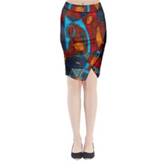 Abstract With Heart Midi Wrap Pencil Skirt by bloomingvinedesign