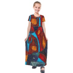 Abstract With Heart Kids  Short Sleeve Maxi Dress by bloomingvinedesign