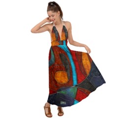 Abstract With Heart Backless Maxi Beach Dress by bloomingvinedesign