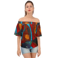 Abstract With Heart Off Shoulder Short Sleeve Top by bloomingvinedesign