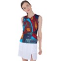 Abstract With Heart Women s Sleeveless Mesh Sports Top View1