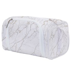 White Marble Texture Floor Background With Gold Veins Intrusions Greek Marble Print Luxuous Real Marble Toiletries Pouch by genx