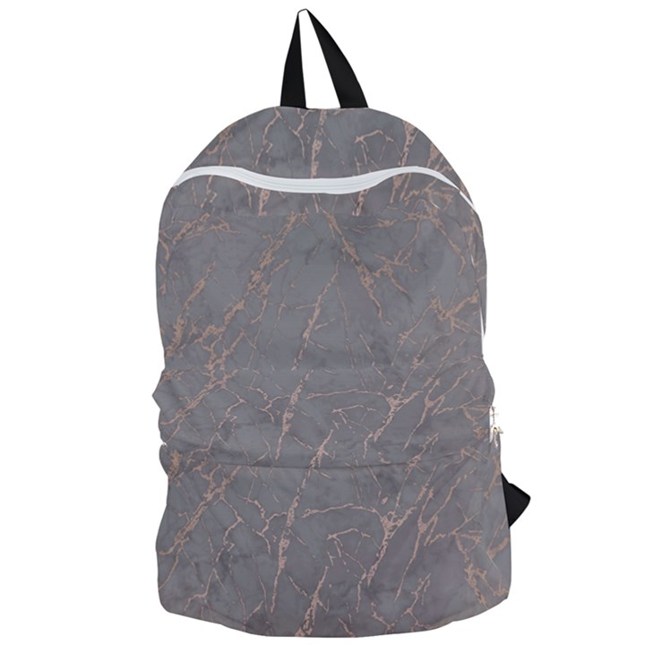 Marble Old vintage pinkish gray with bronze veins intrusions texture floor background print luxuous real marble Foldable Lightweight Backpack