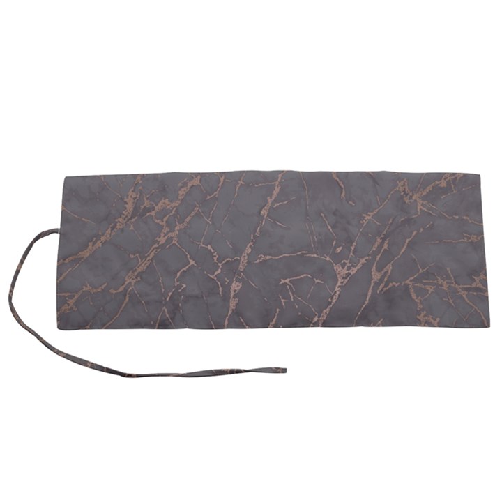 Marble Old vintage pinkish gray with bronze veins intrusions texture floor background print luxuous real marble Roll Up Canvas Pencil Holder (S)