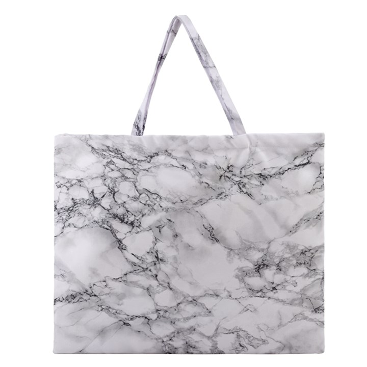 White Marble texture floor background with black veins texture greek marble print luxuous real marble Zipper Large Tote Bag