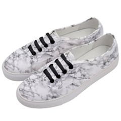 White Marble Texture Floor Background With Black Veins Texture Greek Marble Print Luxuous Real Marble Women s Classic Low Top Sneakers by genx