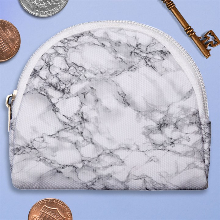 White Marble texture floor background with black veins texture greek marble print luxuous real marble Horseshoe Style Canvas Pouch