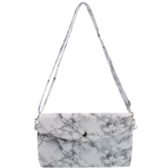 White Marble Texture Floor Background With Black Veins Texture Greek Marble Print Luxuous Real Marble Removable Strap Clutch Bag by genx